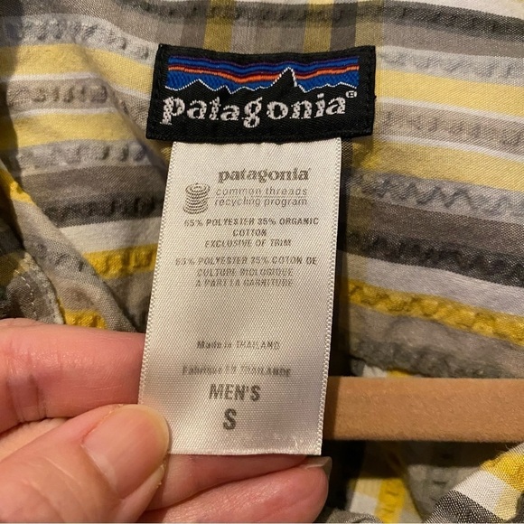 PATAGONIA Men Yellow Gray Plaid Button Short Sleeve Top Size Small - Picture 5 of 7
